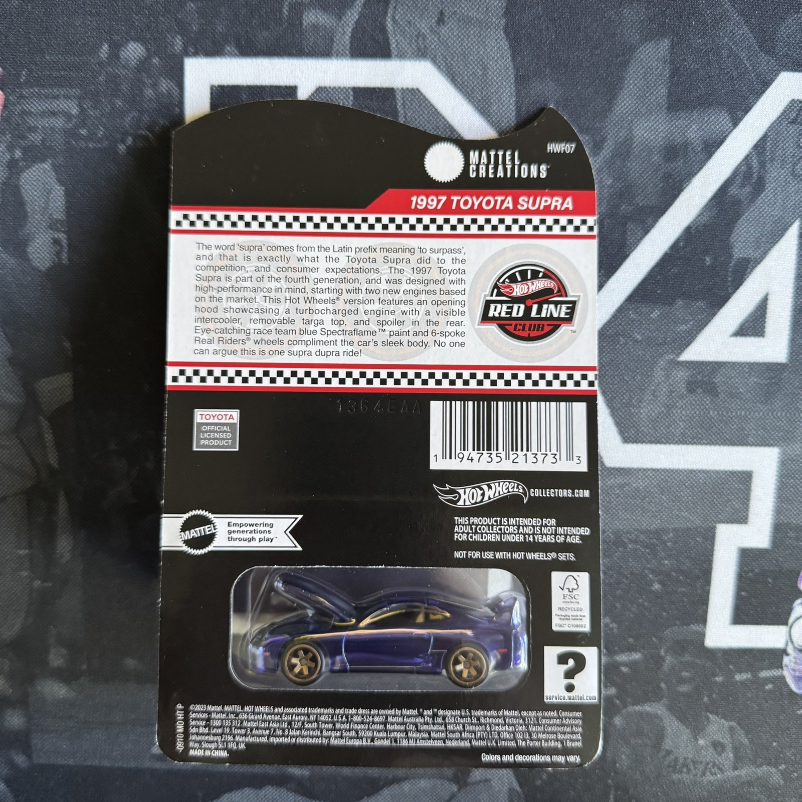 Hot Wheels Red Line Club 1997 Toyota Supra 1:64 Blue Diecast