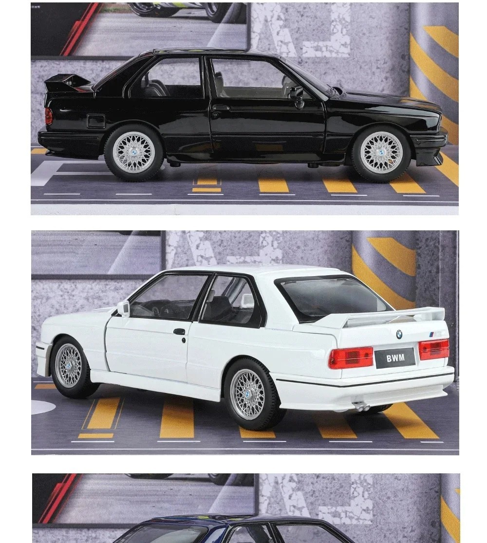 1:24 1988 BMW M3 E30 Diecast Alloy Sports Car Model Sound & Light Collectible