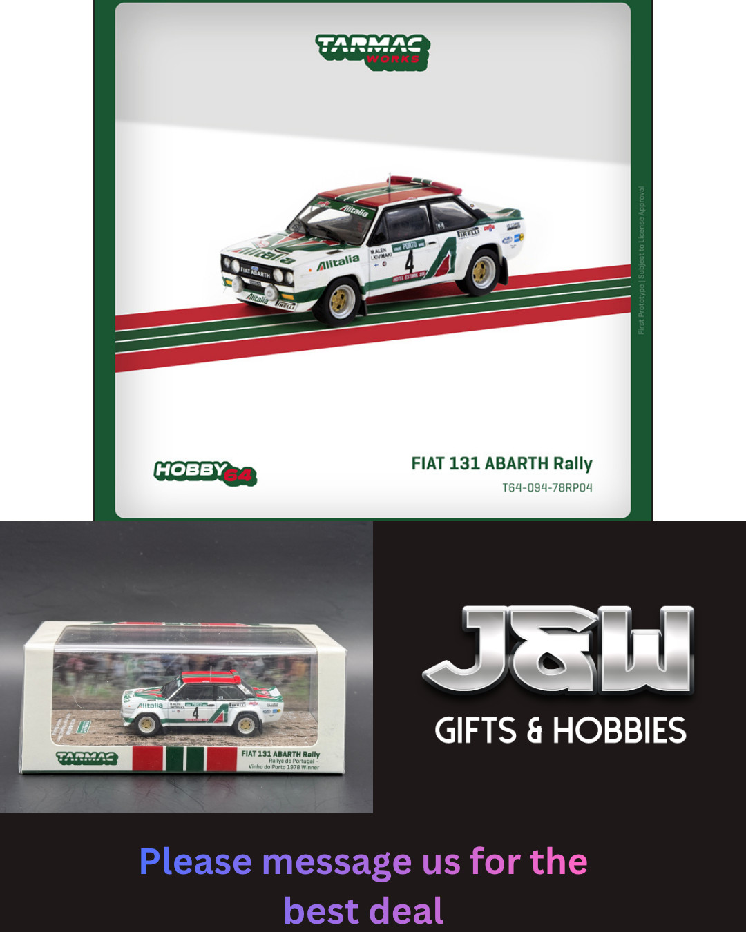 Tarmac Works FIAT 131 ABARTH Rally Rallye de Portugal Vinho do Porto 1978 1/64