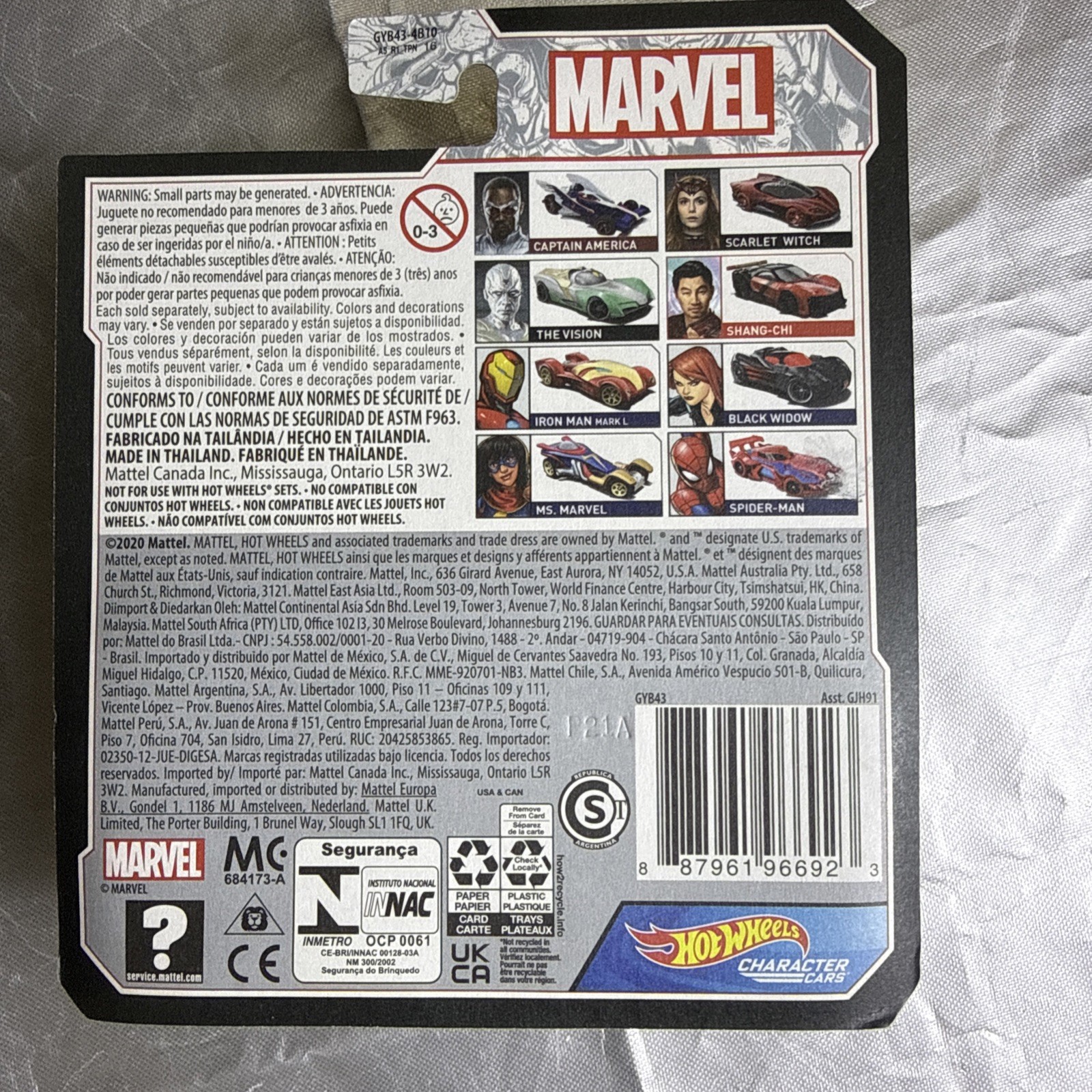 2021 Hot Wheels MARVEL Character Cars Set of 8 New GJH91