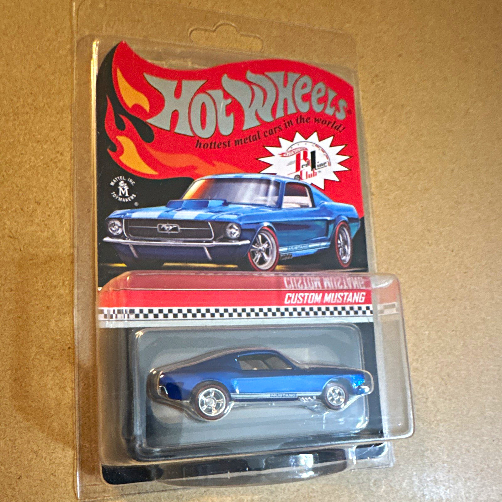 Hot Wheels Collector RLC 1967 Ford Custom Mustang Blue w/protector Red Line Club