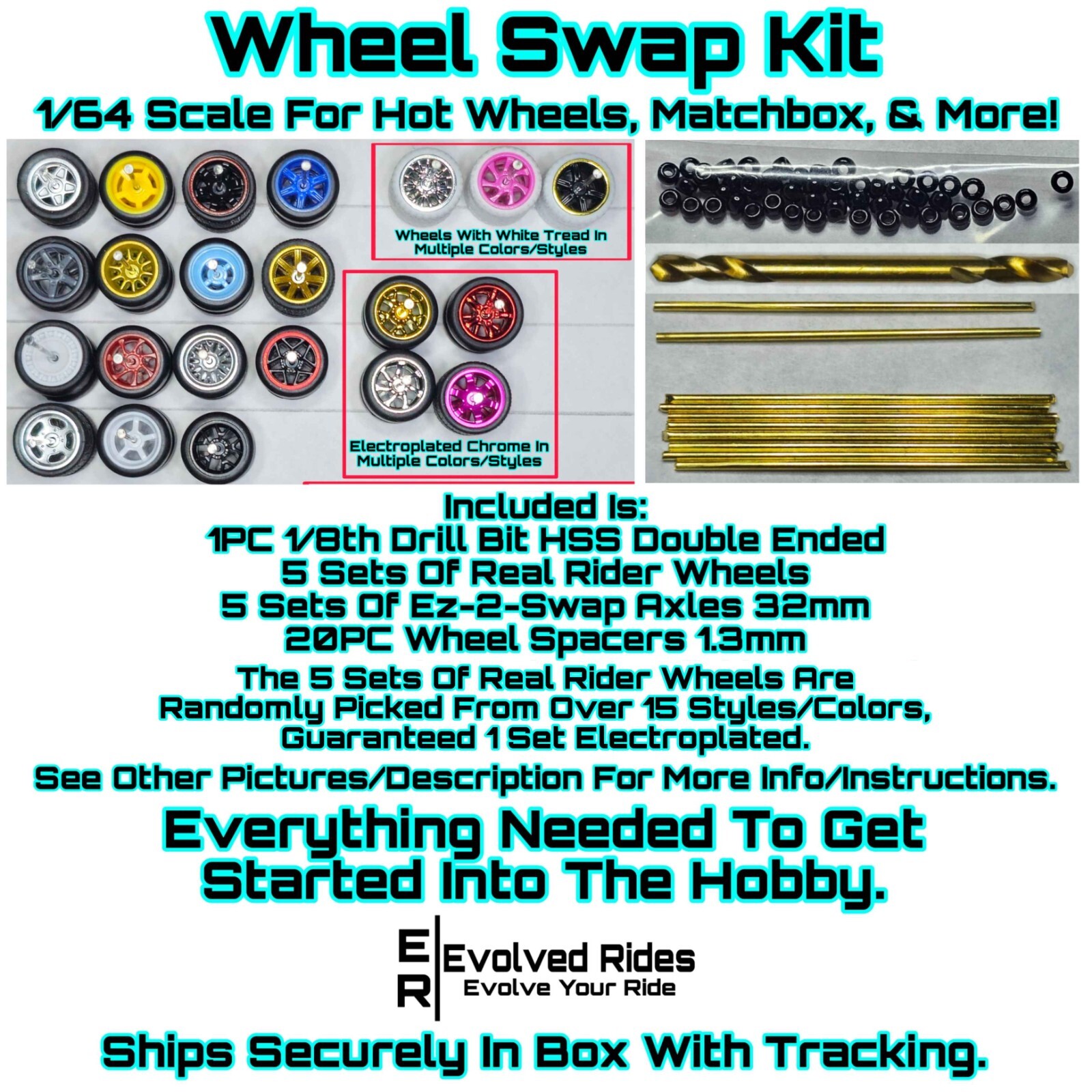 Wheel Swap Kit 5 Sets Hot Wheels Matchbox 1/64 Scale Custom Real Riders
