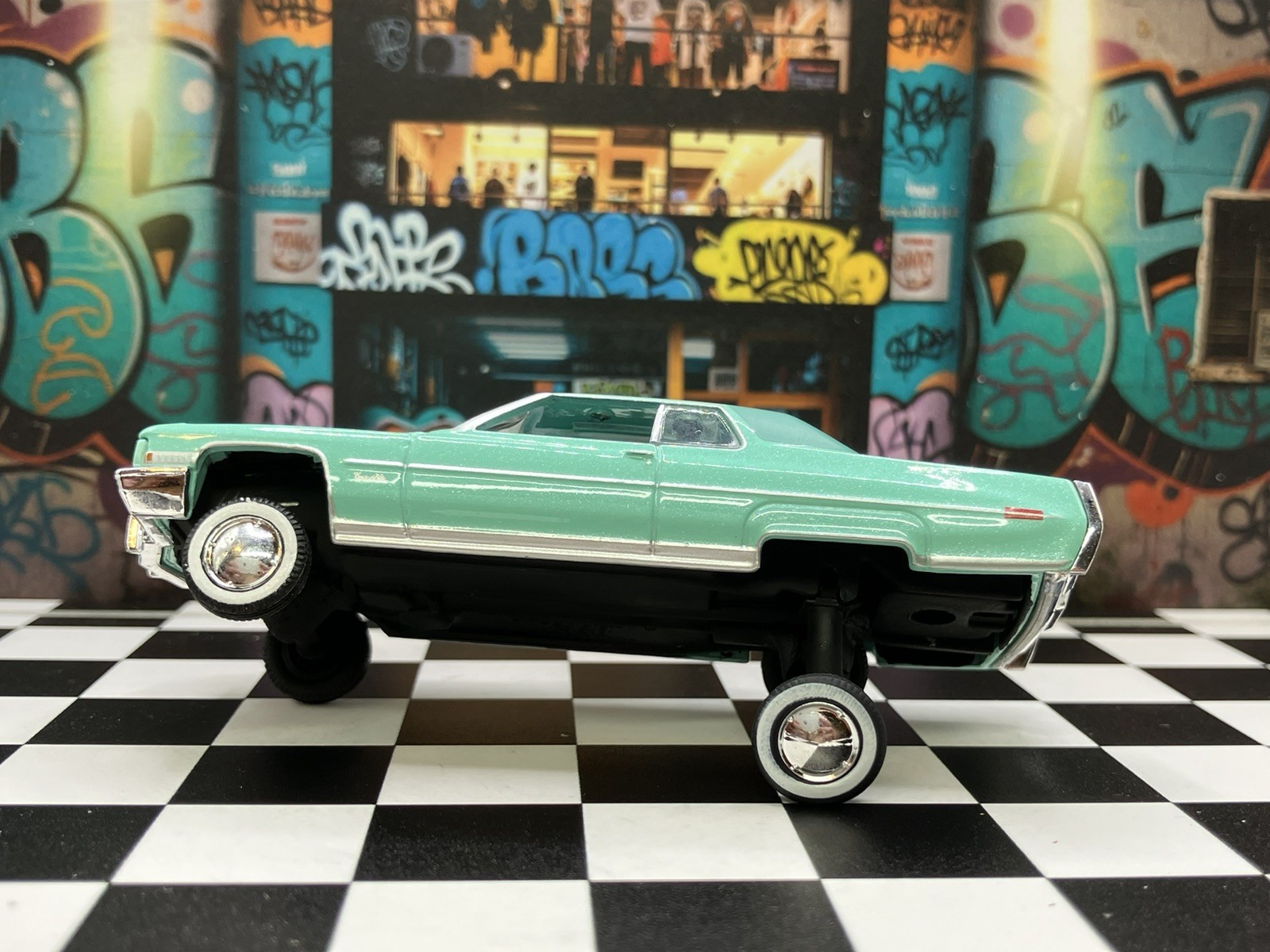 1971 Cadillac DeVille Lowrider 1/64 Scale Custom Diecast Car 3 Wheel Stance