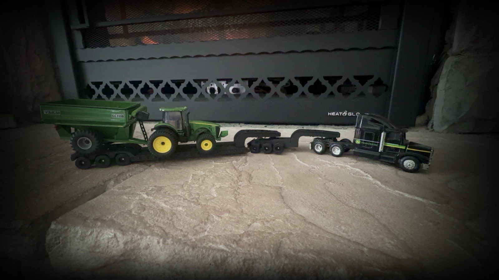 1:64 Scale 3 Axel Low Boy Trailer With converter dolly – Black – Heavy Haul