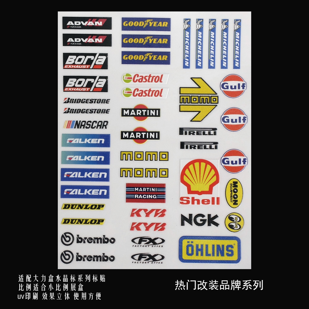 Diorama 1/64 Car Model Scene Ornament Crystal Logo UV Printing DIY Car Logo Toy