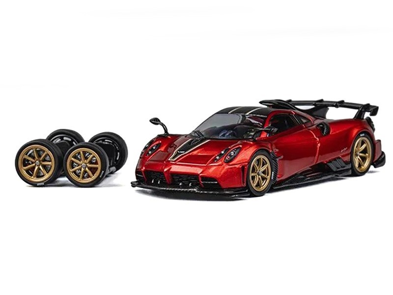PAGANI IMOLA RED W/EXTRA WHEELS 1/64 DIECAST CAR BY CM MODEL CM64-IMOLA-05