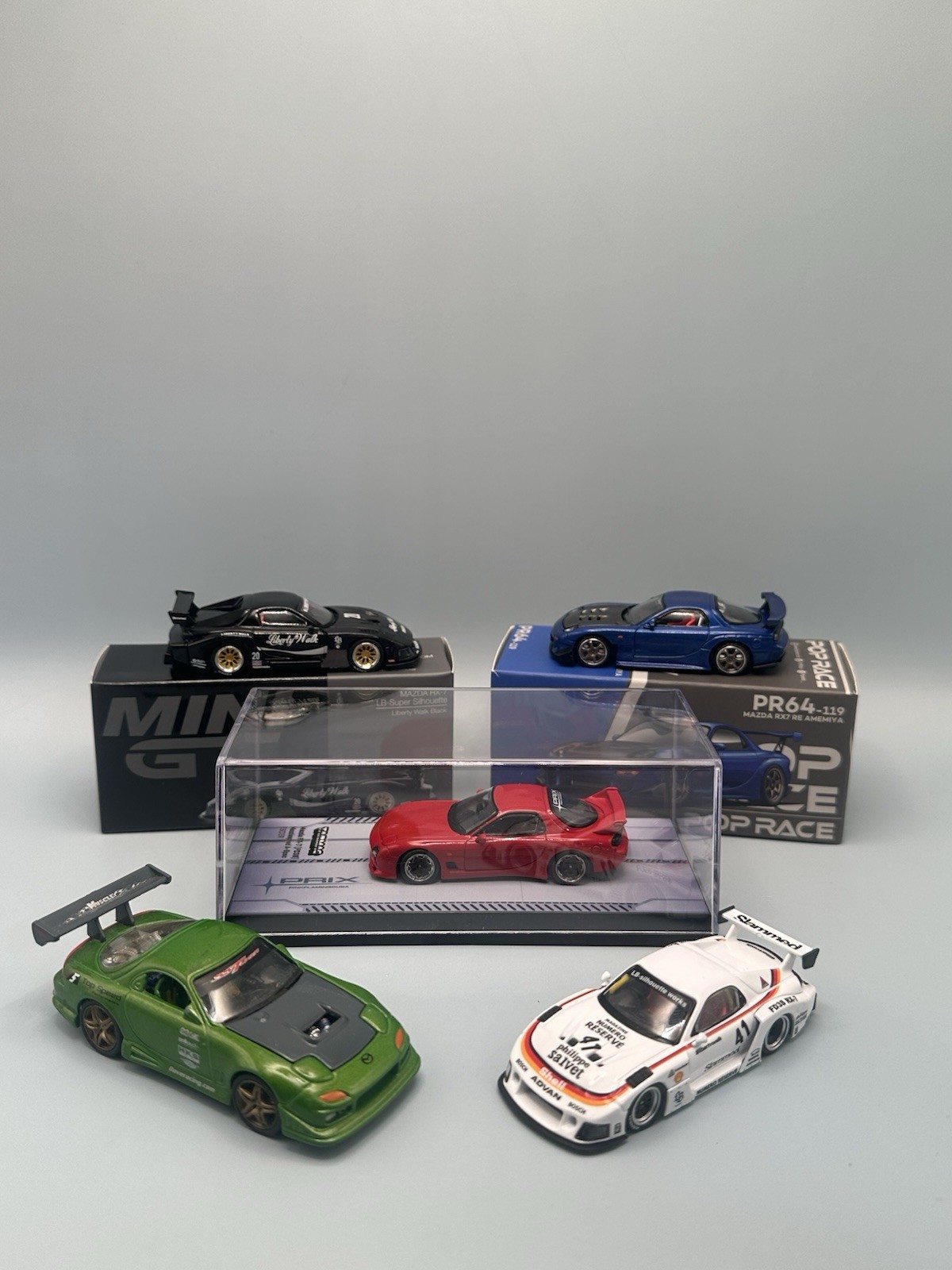 Tarmac Pop Race Mini Gt Re Amemiya Mazda FD 3s RX7 Lot Of 5 1/64 Diecast Model