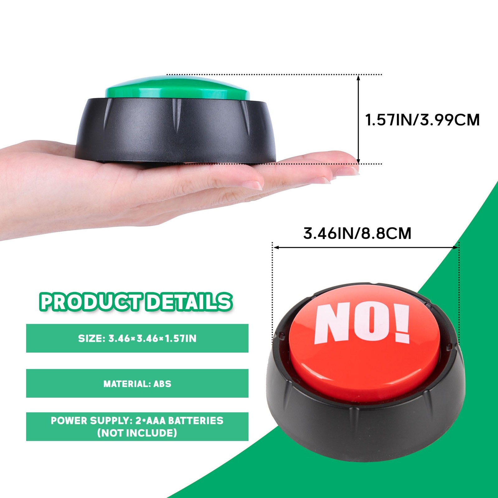 Yes Button and No Button with Sound 2 Pack Buzzers for Trivia Games and Famil…