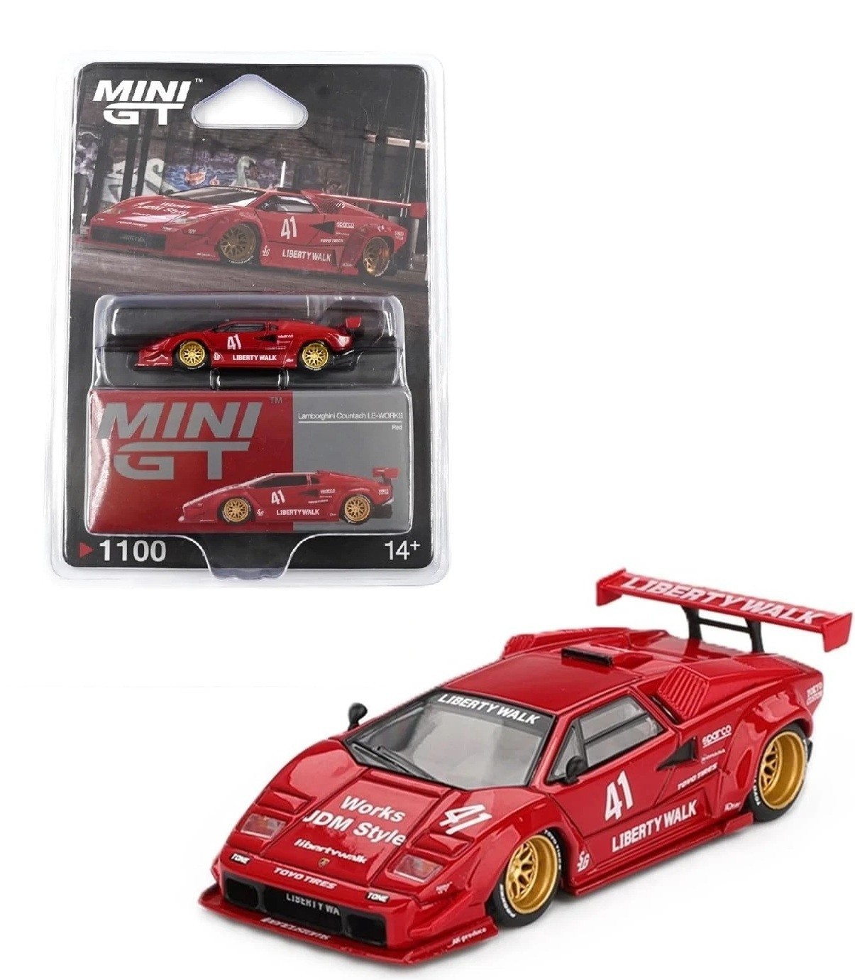 Mini GT Lamborghini Countach #41 LB-Works Red 1:64 Diecast Model Car MGT01100-2E