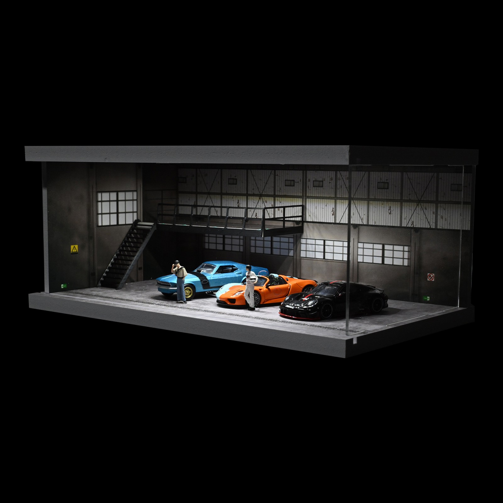 Diorama 1/64 Car Showroom Model LED Lighting Car Garage Backdrop Scene Model Toy