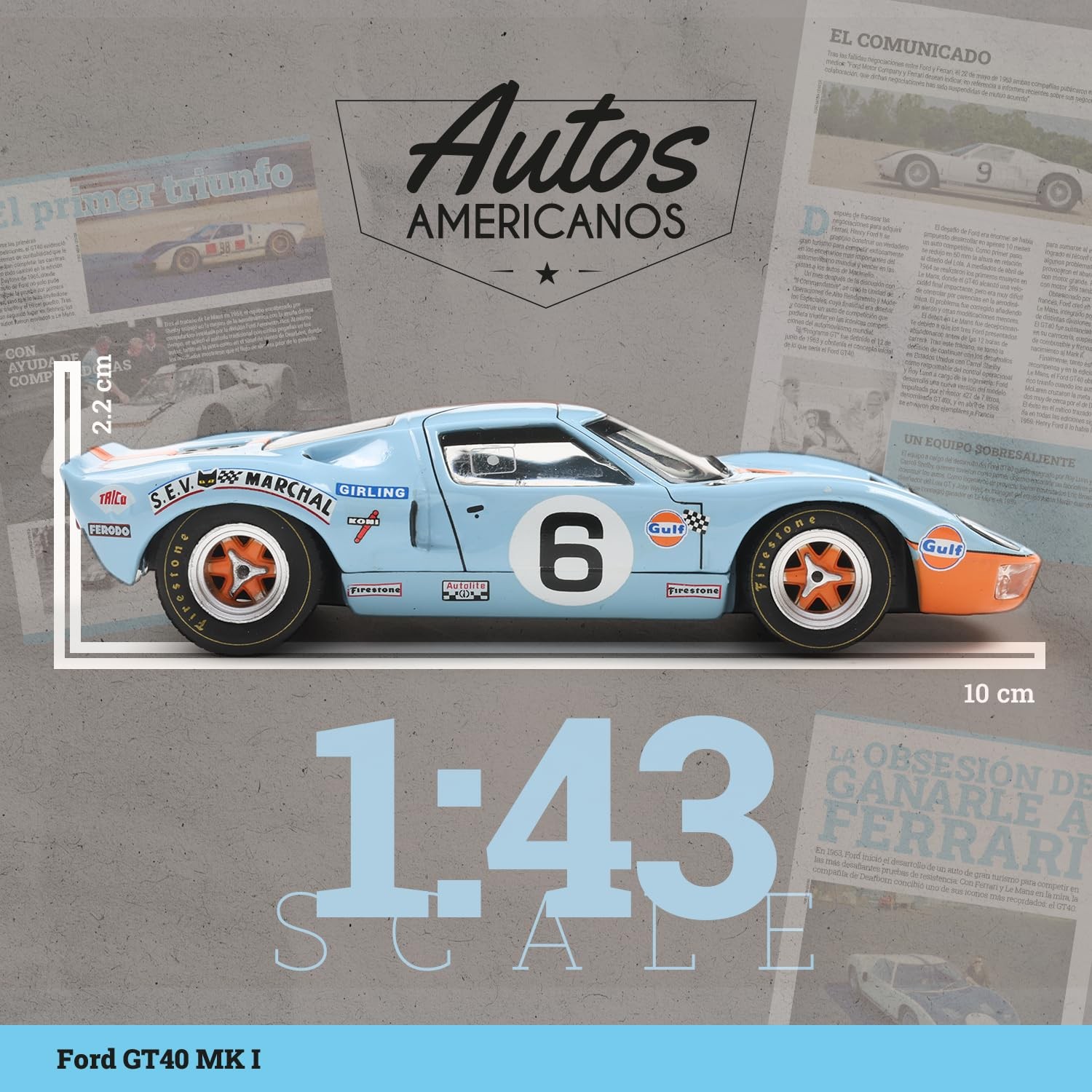 Classic 1:43 American GT40 MK 1 1967 Diecast Car – Collectible Legendary Vint…