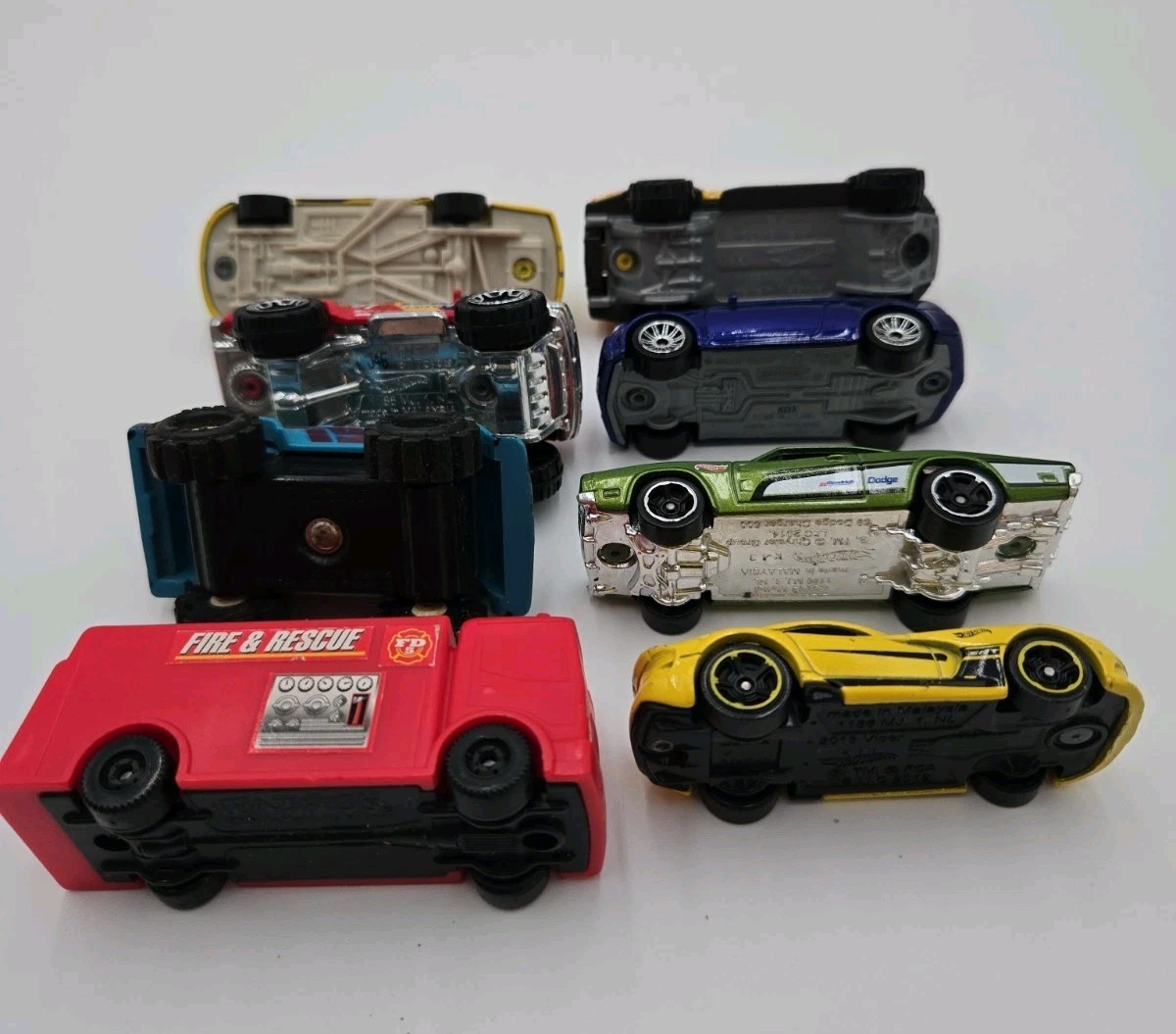 Mixed Lot of 8 Toy Cars Trucks Hot Wheels Stomper Cheerios NASCAR Fire Rescue