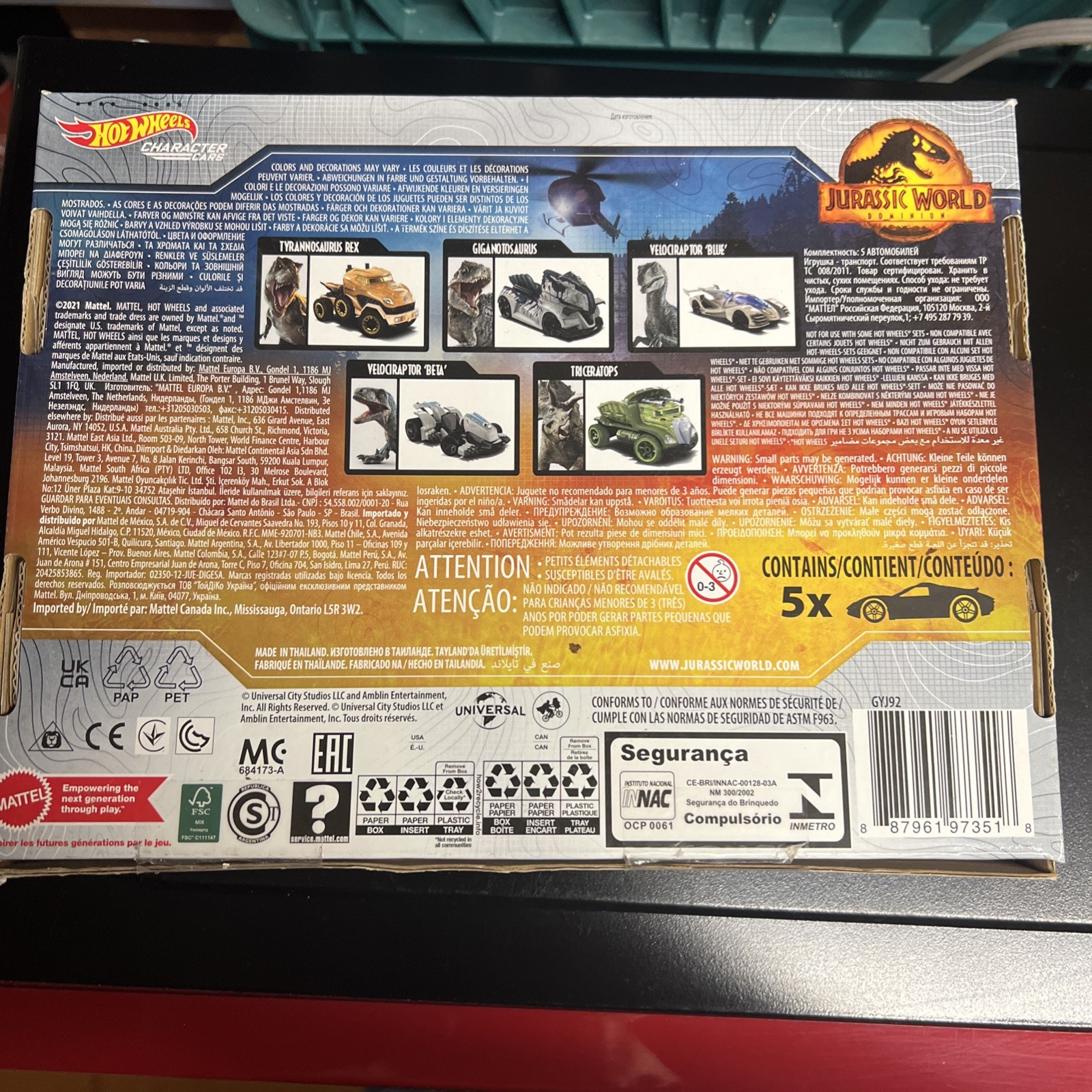 Hot Wheels Jurassic World Dominion 1:64 Car Set – GYJ92