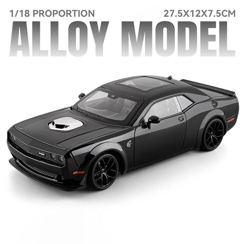New 1:18 Dodge Challenger SRT Hellcat Model Diecast Sound Light Sports Car Gift