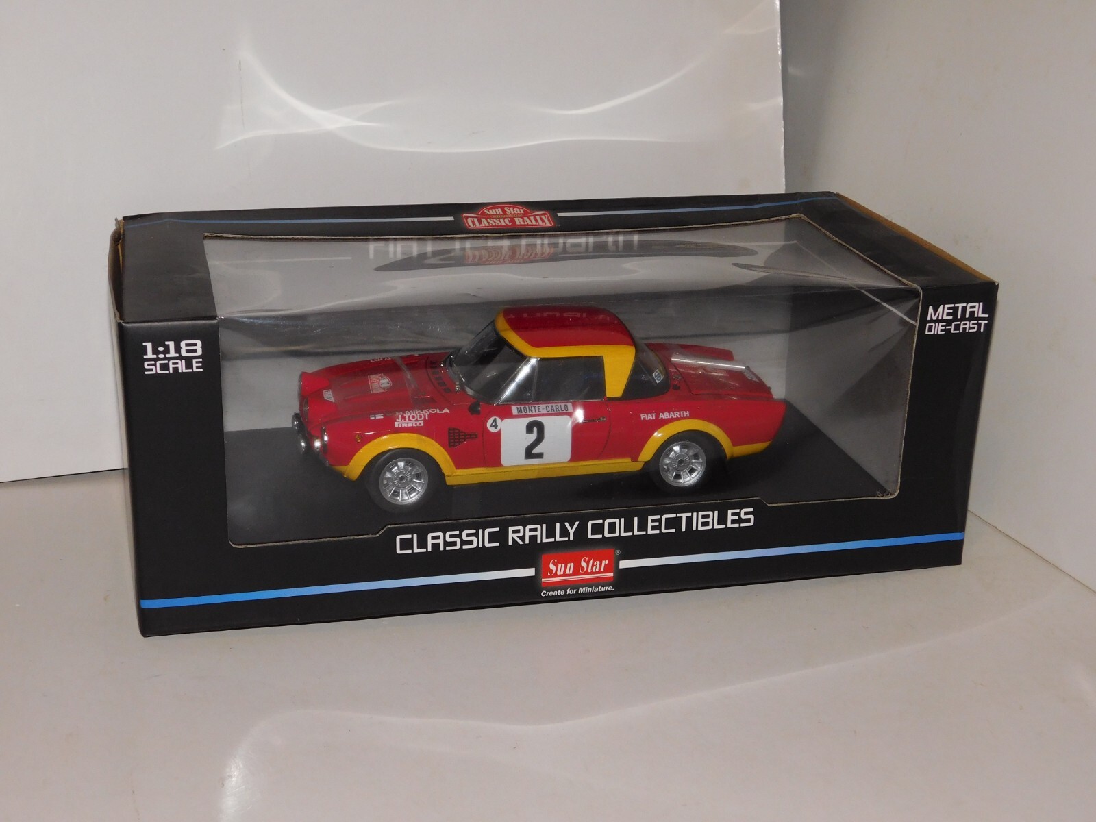 FIAT 124 ABARTH #2 RALLY MONTECARLO 75 MIKKOLA SUN STAR 4947 1:18