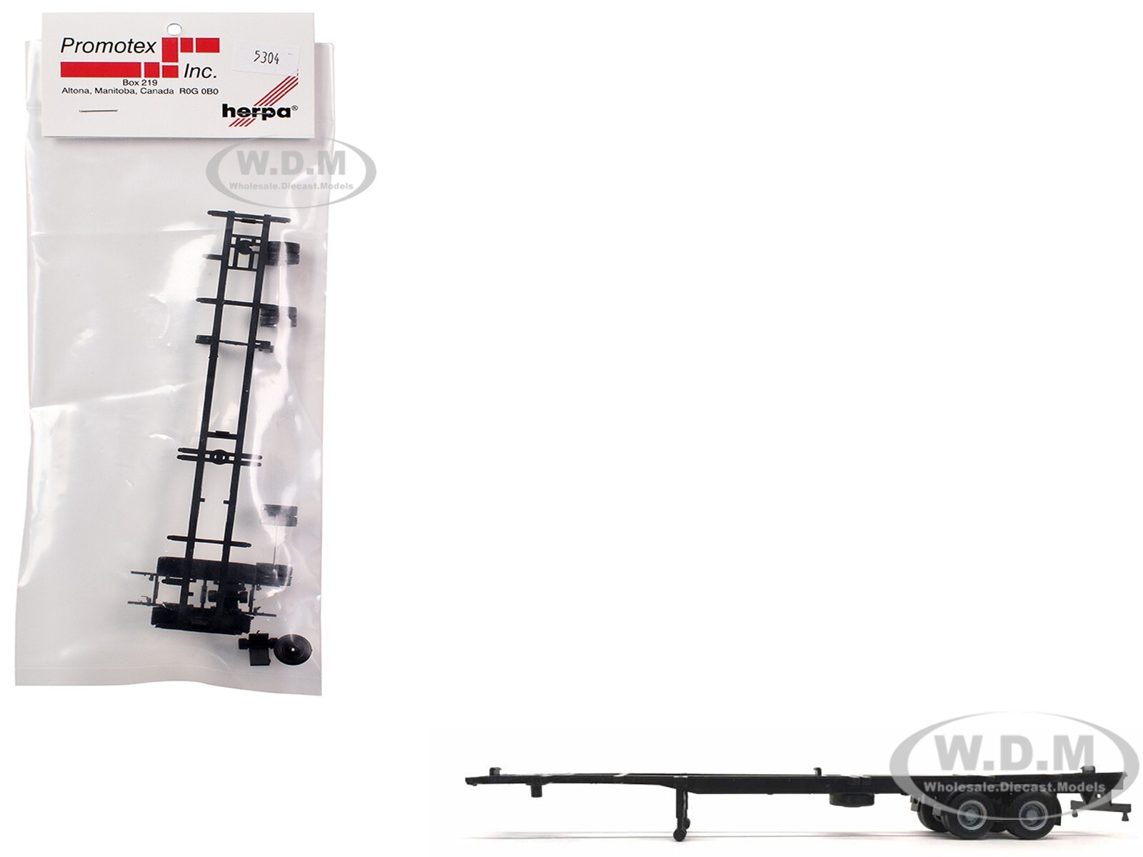 CONTAINER CHASSIS FOR 2-AXLE 48FT TRAILER 1/87 (HO) MODEL BY PROMOTEX 005304 BK