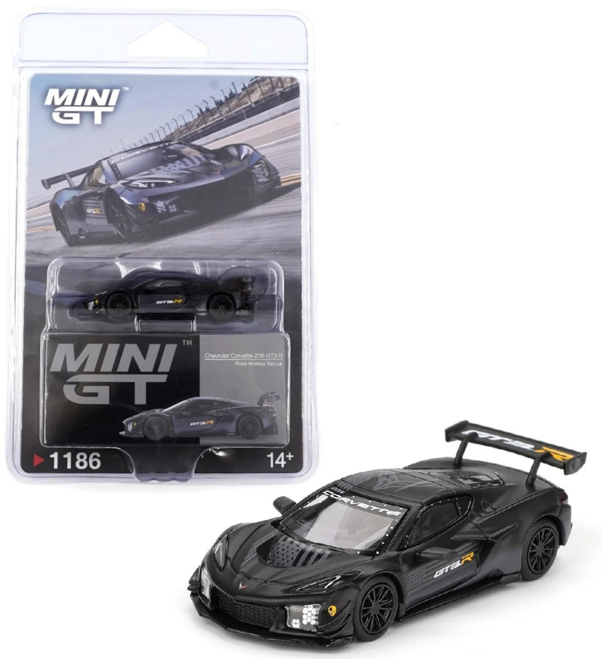 Mini GT 1:64 Chevrolet Corvette Z06 GT3.R Road America Test Car Black MGT01186