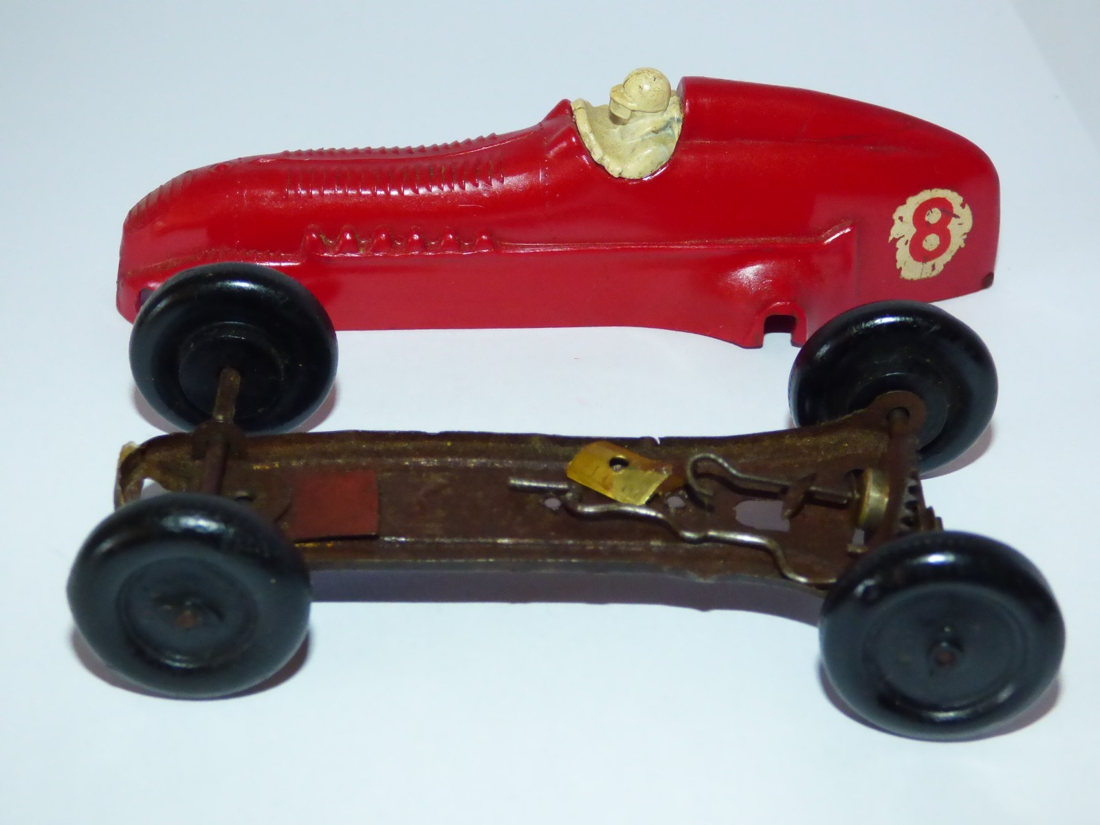 Maserati GP car wind-up elastic band powered red 110 mm long, plastic body
