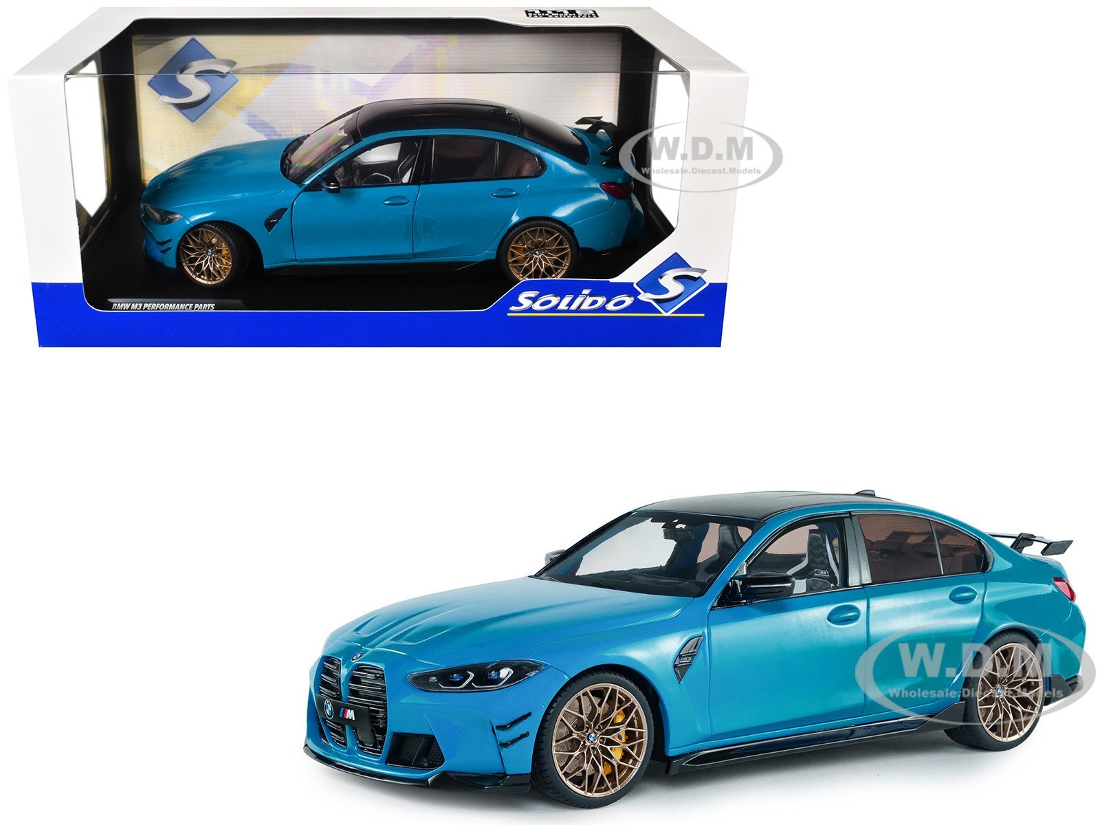 2024 BMW M3 COMPETITION DAYTONA BEACH BLUE 1/18 DIECAST MODEL BY SOLIDO S1814303