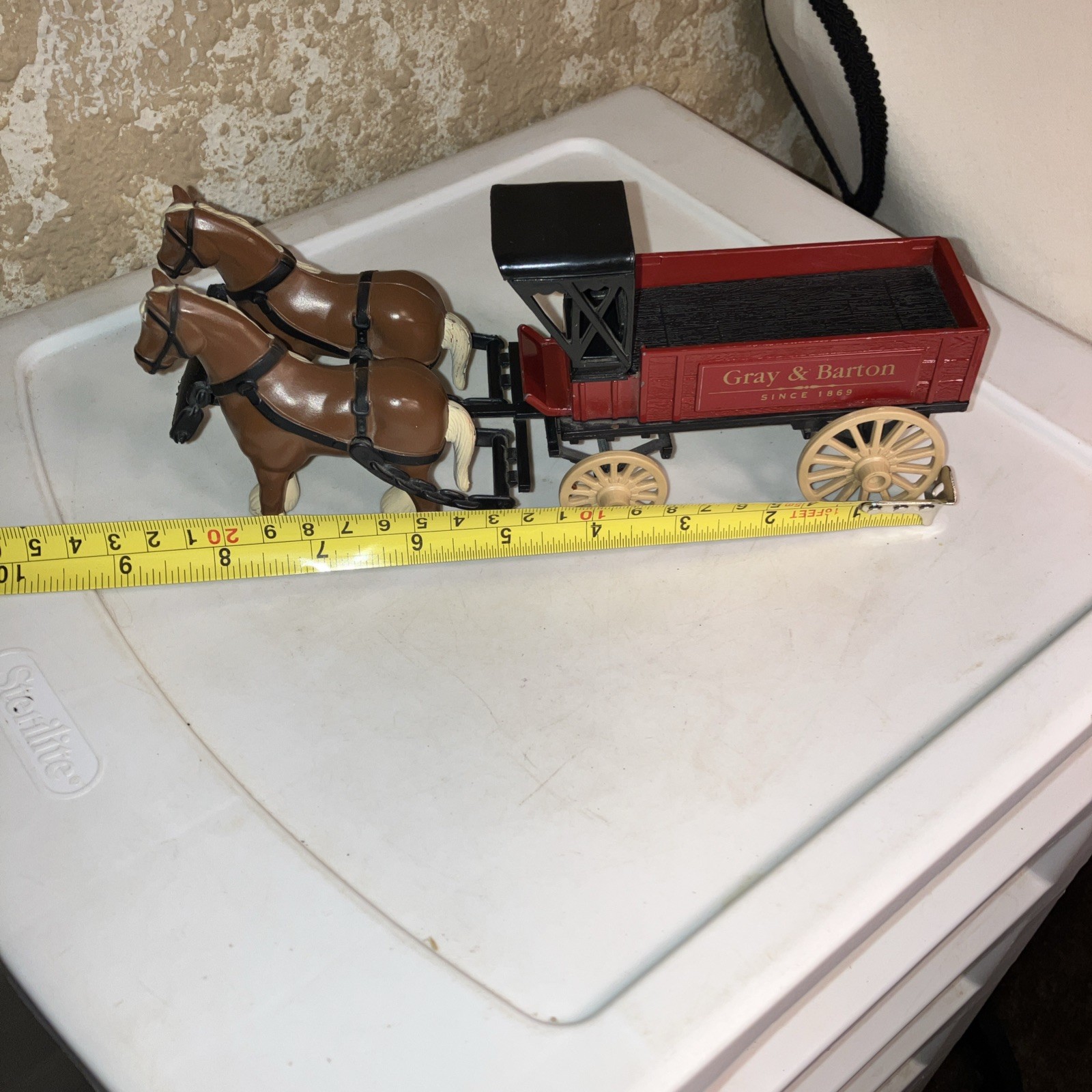 Ertl Die Cast Metal Gray and Barton Horse and Plastic Wagon Toy Delivery Vintage