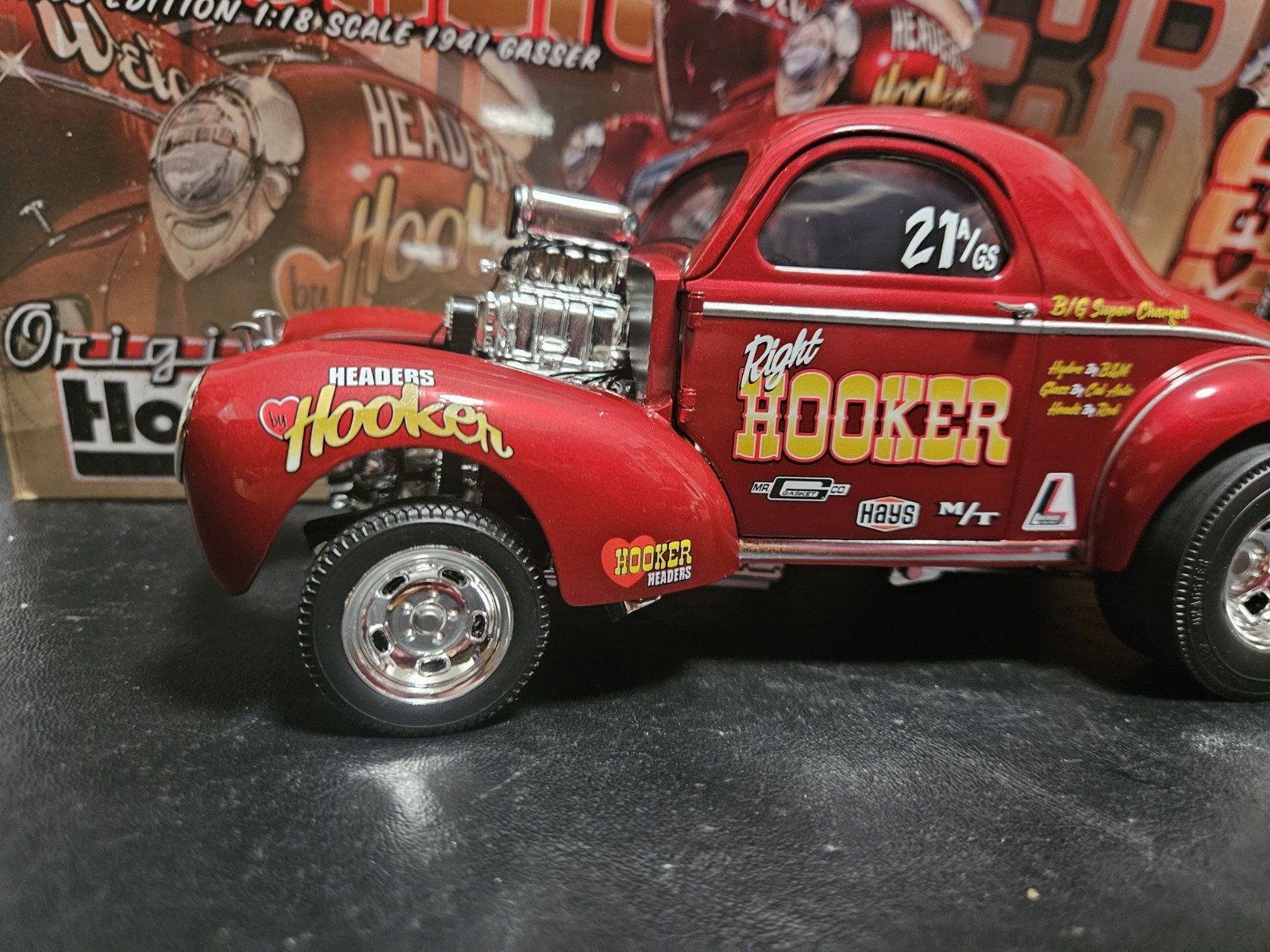 Acme 1:18 1941 WILLYS GASSER HOOKER HEADERS HOLLEY NHRA DRAGSTER A1800910. NEW!