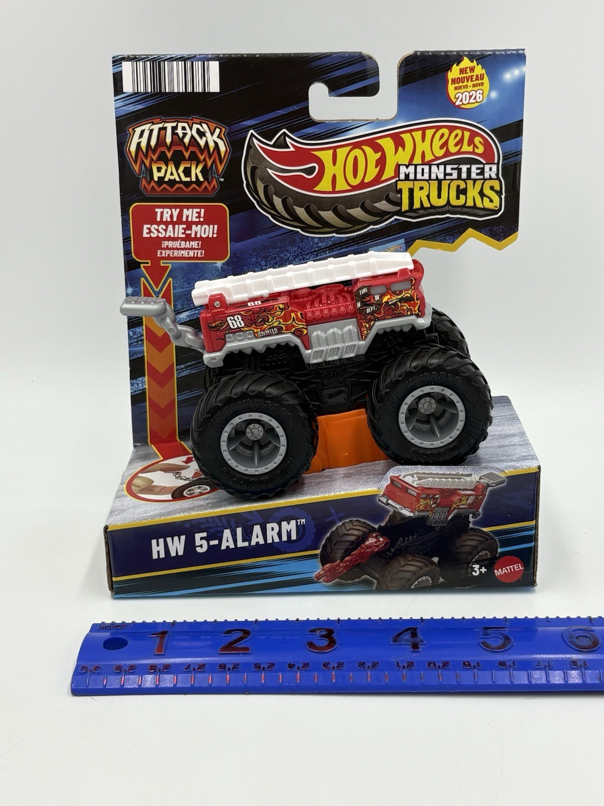 2026 Hot Wheels Monster Trucks Attack Pack HW 5-Alarm Red Fire Truck