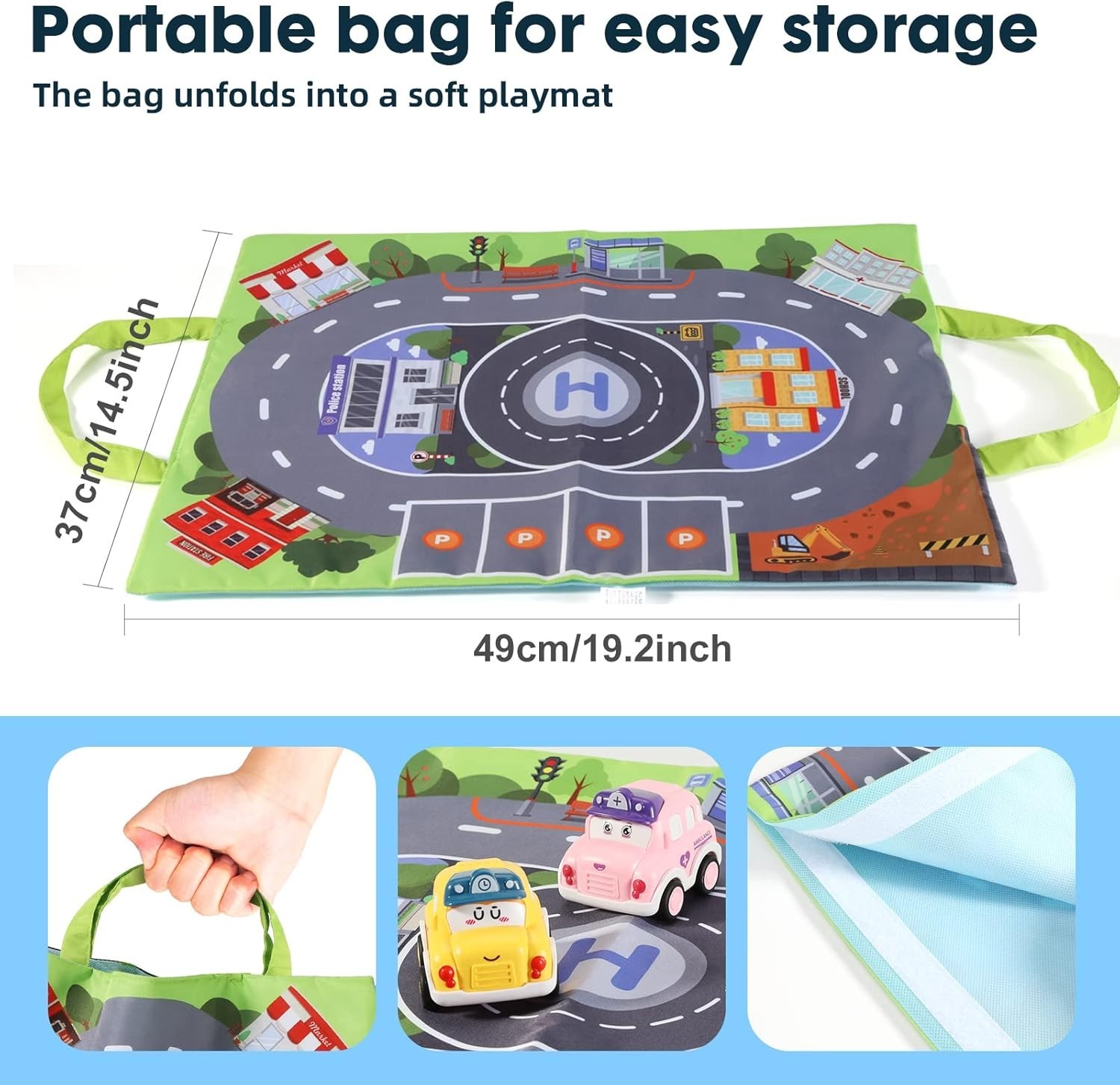 8Pcs Cartoon car Pull Back Toys, Kids car vehicle Set with Mat & Storage bag UK