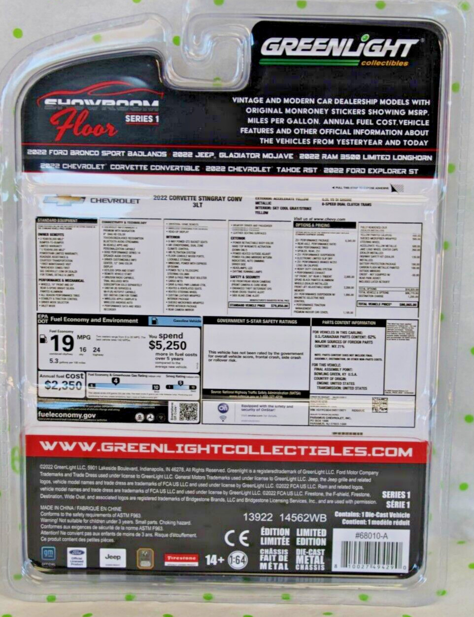 2022 GREENLIGHT Showroom Floor Series 1 2022 Chevrolet Corvette #68010-A