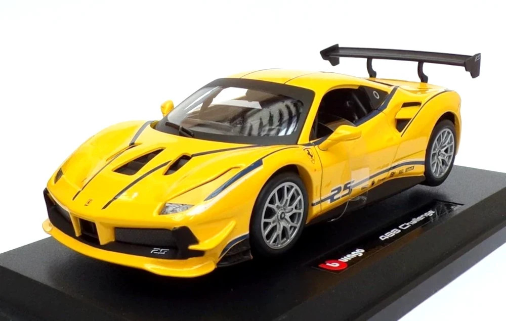 2016 Ferrari 488 challenge #25 1/24 Scale Diecast Model Bburago – YELLOW w/ BOX