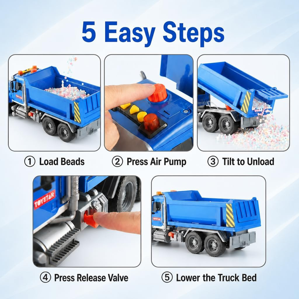 14″ Blue Large Dump Truck Toy,Construction Trucks for Boys Girls 3 4 5 6 7 8 Yea