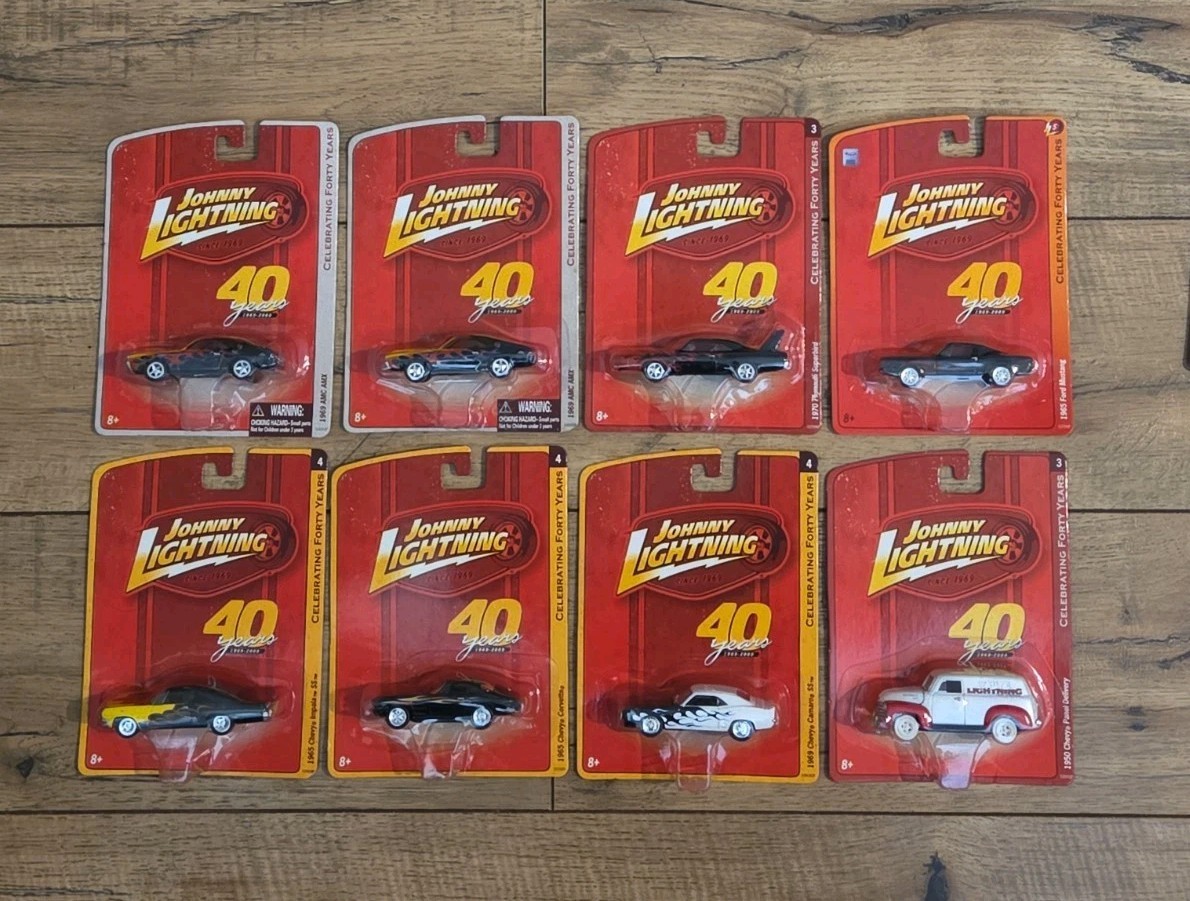Johnny Lightning 40 Years Plymouth, Mustang, Chevy, AMC, Panel Delivery Lot Of 8