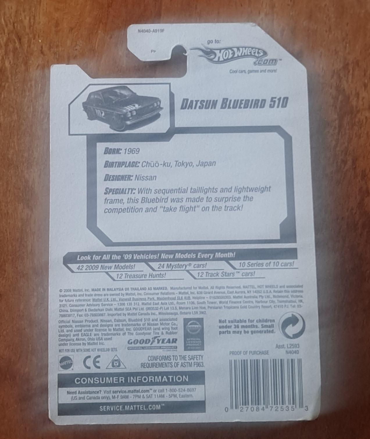 Hot Wheels #37 New Models 37/42 DATSUN BLUEBIRD 510 Black 2009