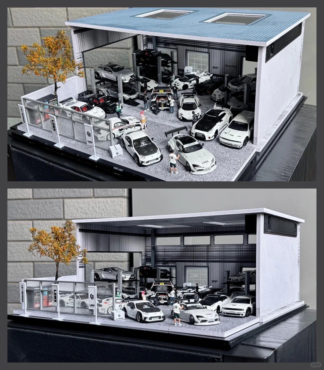 1/64 Scale Diorama Parting Lot Mode LED Lighting Car Display Case Scene Decor US
