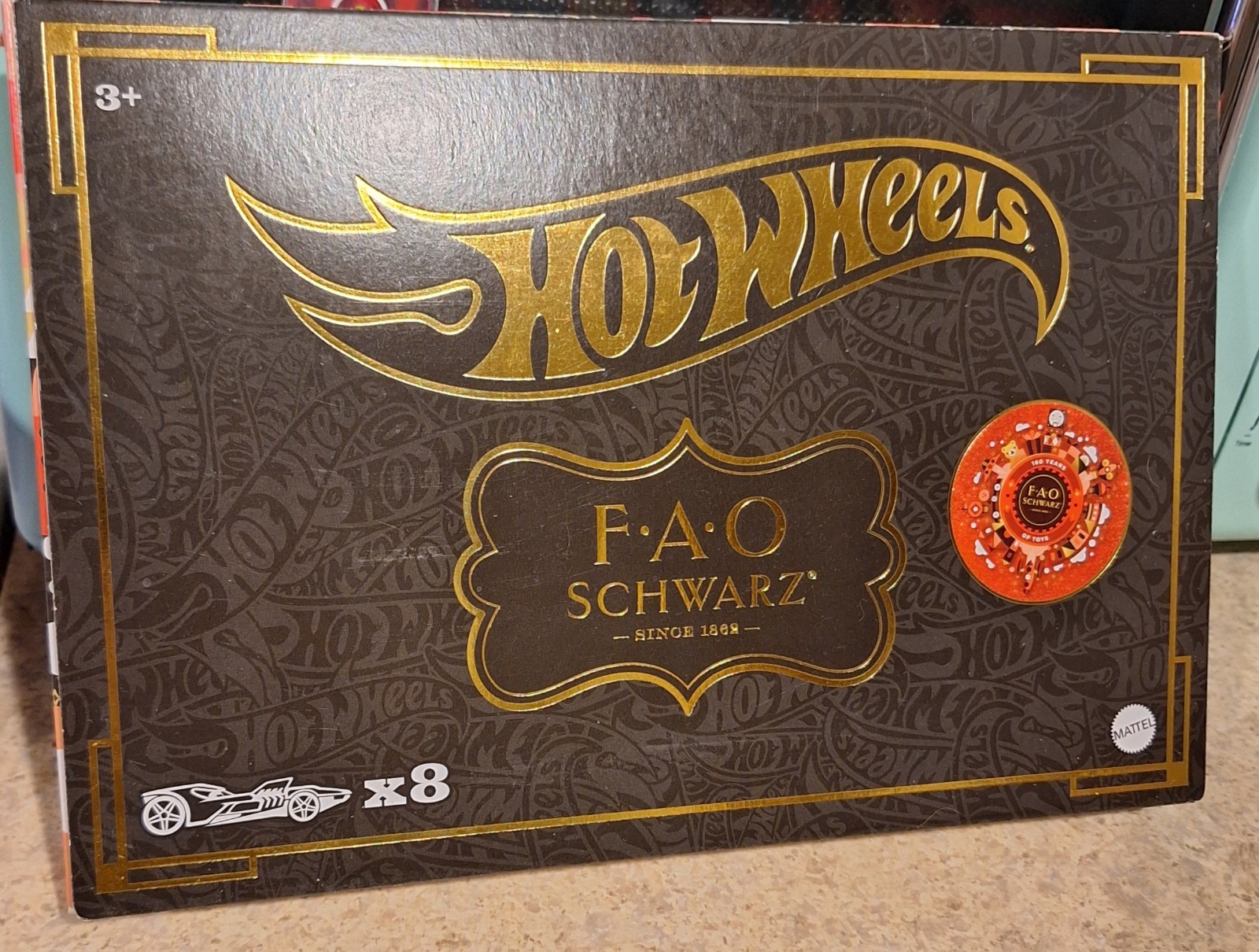 Hot Wheels FAO Schwarz 160 Years 8-Car Gift Set Gold Box Mattel