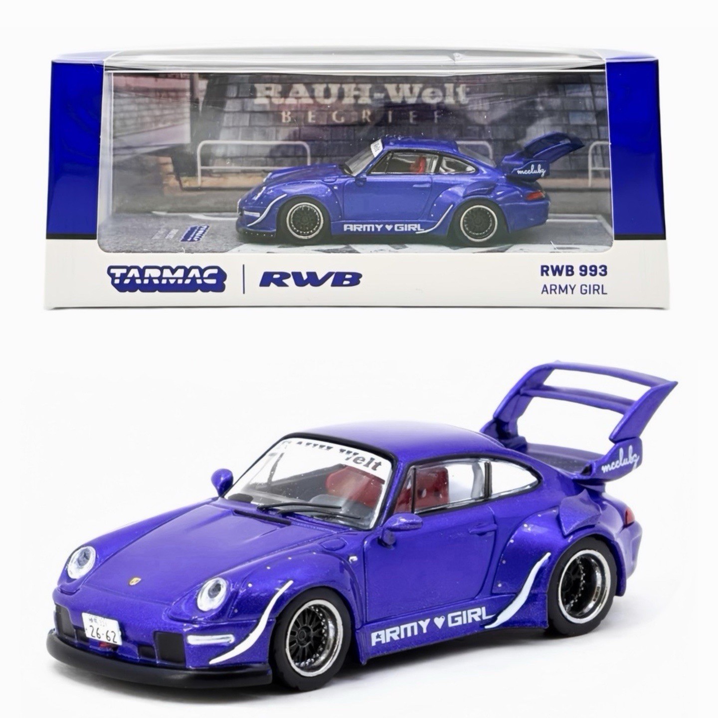 Tarmac Works Porsche RWB 993 Army Girl Purple 1/64