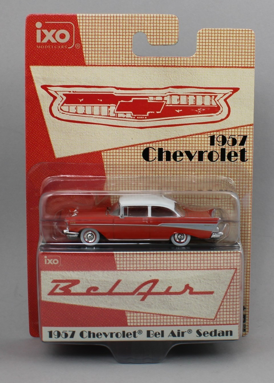1:64 IXO Models *RED & WHITE* 1957 Chevrolet Bel Air Sedan *NIP*