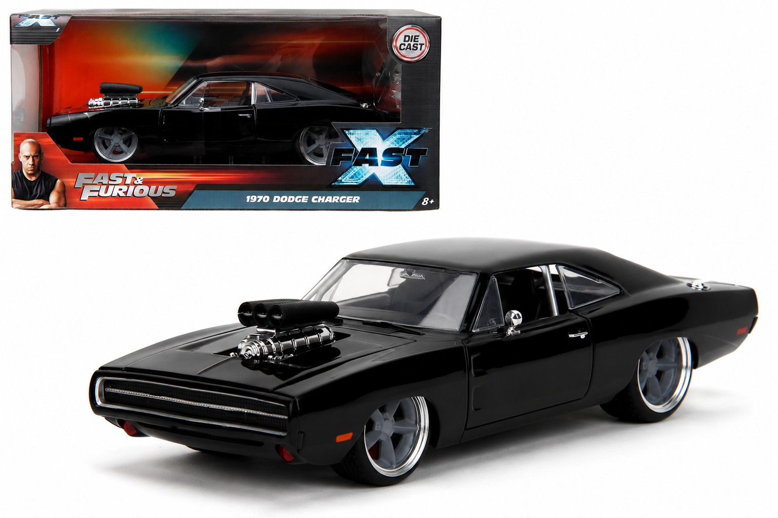 1970 DODGE CHARGER R/T BLACK “FAST X” (2023) 1/24 DIECAST MODEL CAR JADA 34918