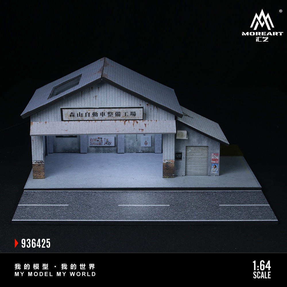 1 /64 Diorama Diecast Garage Model LED Lighting Model Car Display Case Building