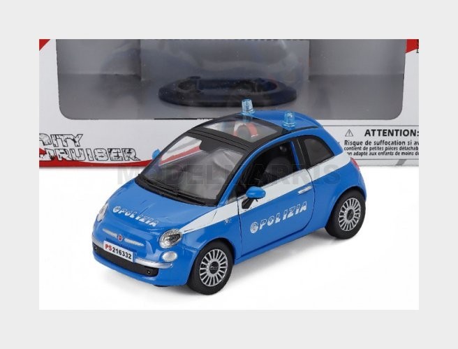 NEWRAY 71353 Fiat New 500 Police 2007 Light Blue White 1/24