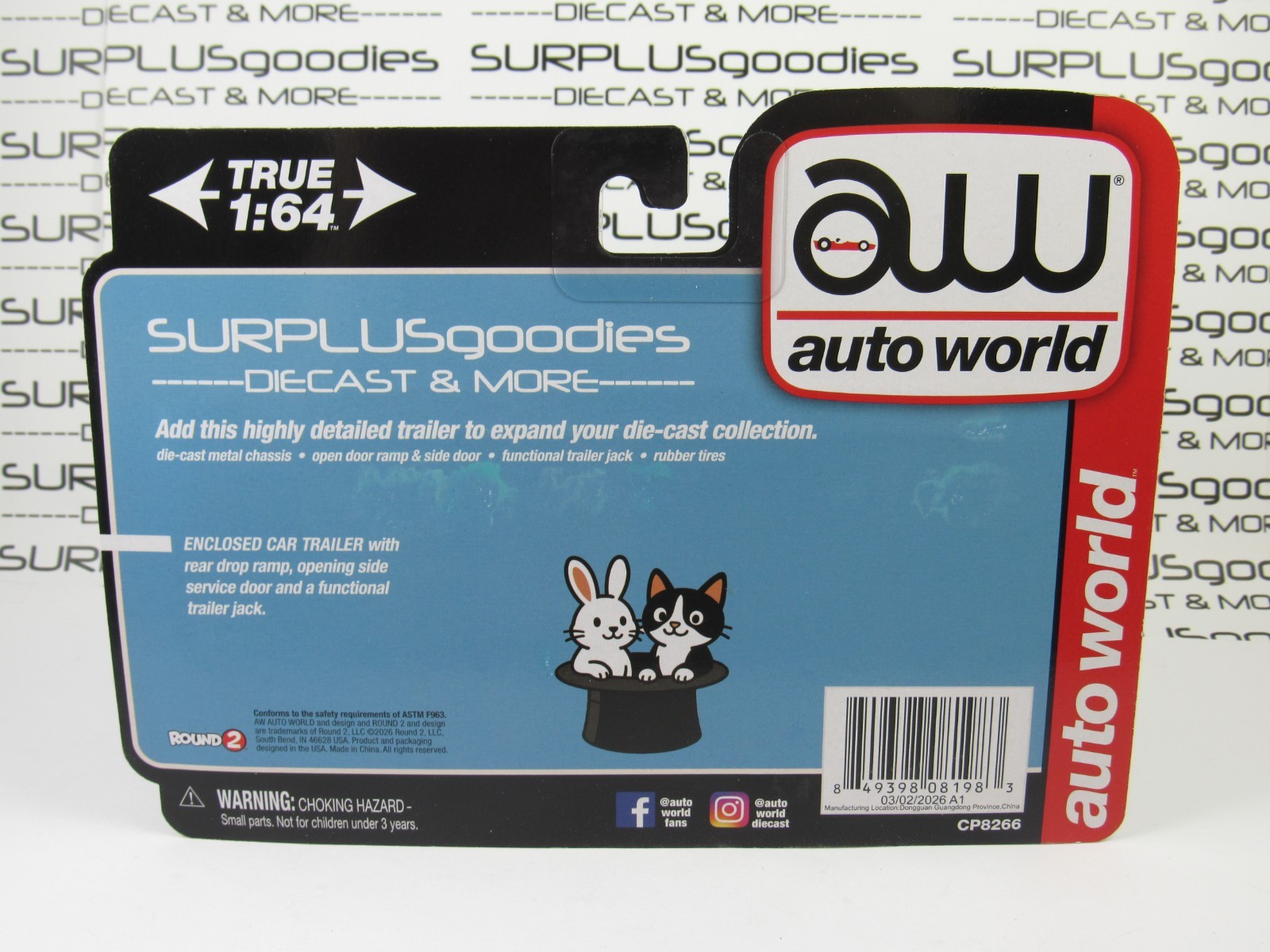2026 Auto World 1:64 SURPLUSgoodies Exclusive: BLACK Car/Truck ENCLOSED TRAILER