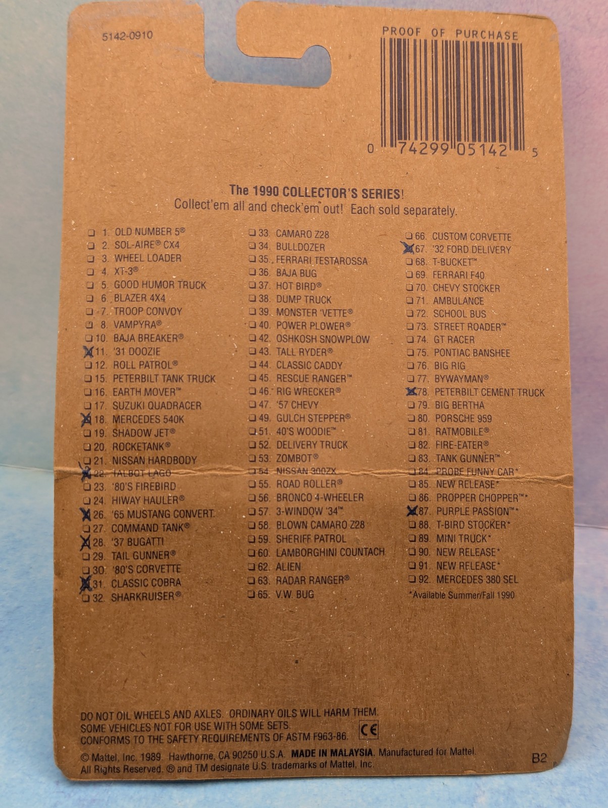 1990 Hot Wheels MERCEDES 540K #18 blue card🔥black;tan;bw🔥Speed Points🔥