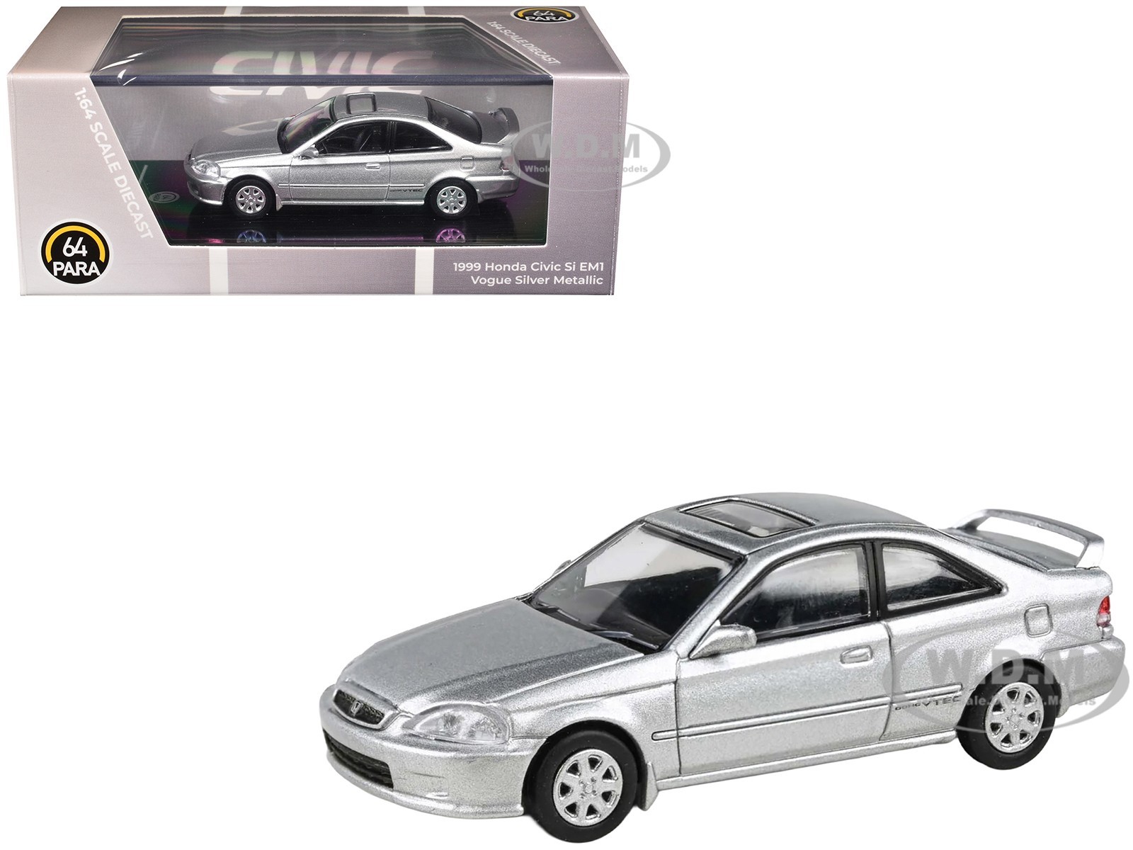 1999 HONDA CIVIC SI EM1 VOGUE SILVER 1/64 DIECAST MODEL CAR BY PARAGON PA-55626