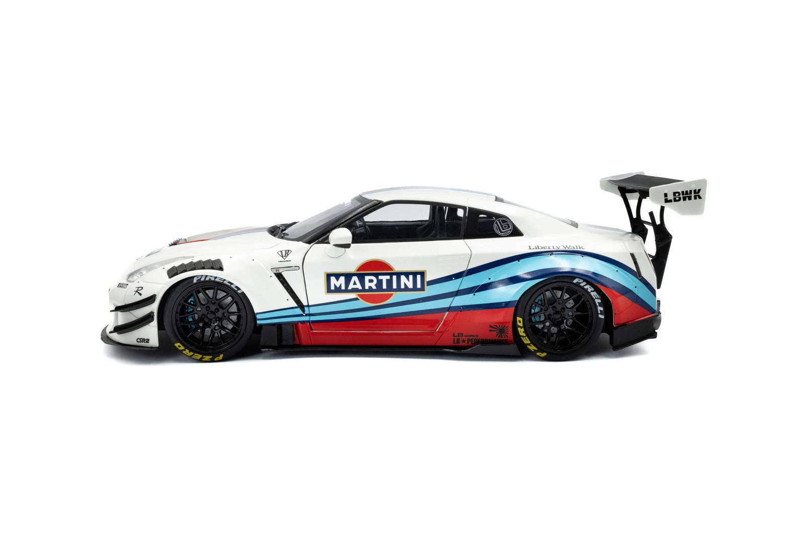 Solido 2024 Nissan GT-R (R35) W/ Liberty Walk Body Kit 2.0 Martini Racing 1:18