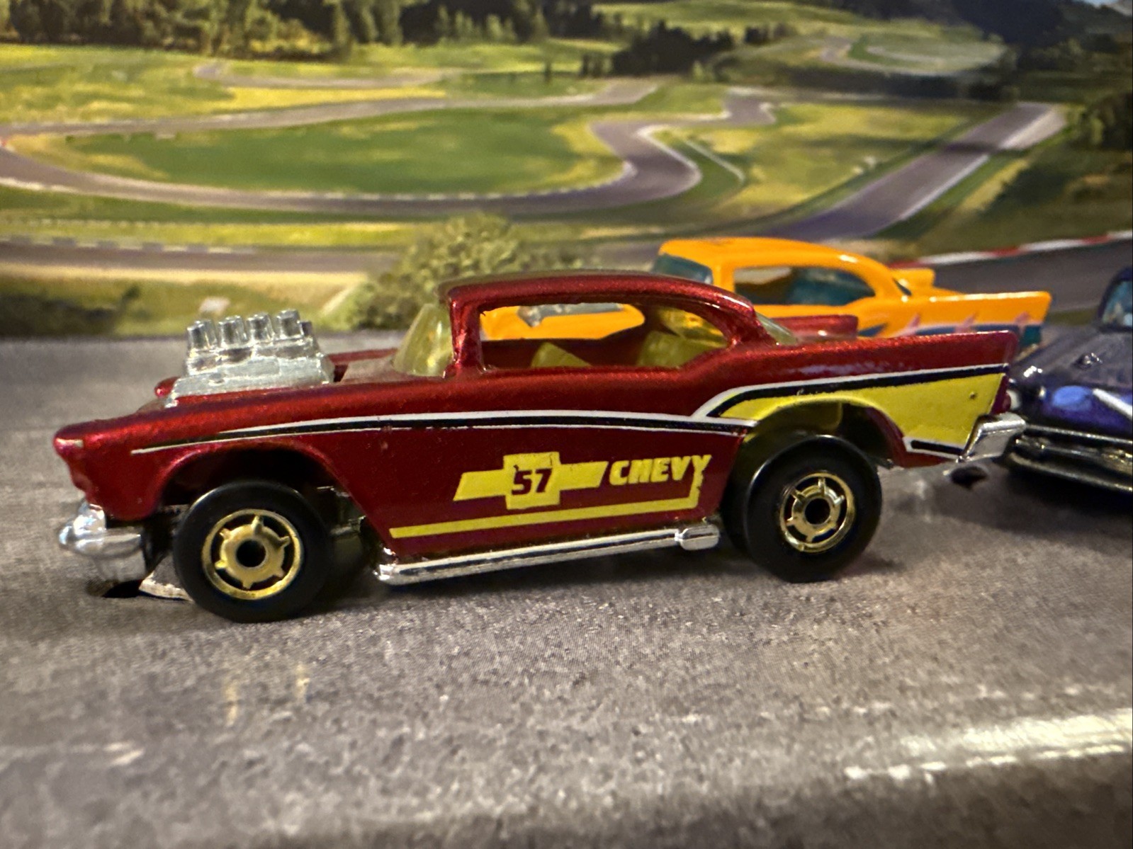 Hot Wheels 57′ Chevy Hot Rod Metal Flake Maroon Red GHO Cal Custom Editors Choi