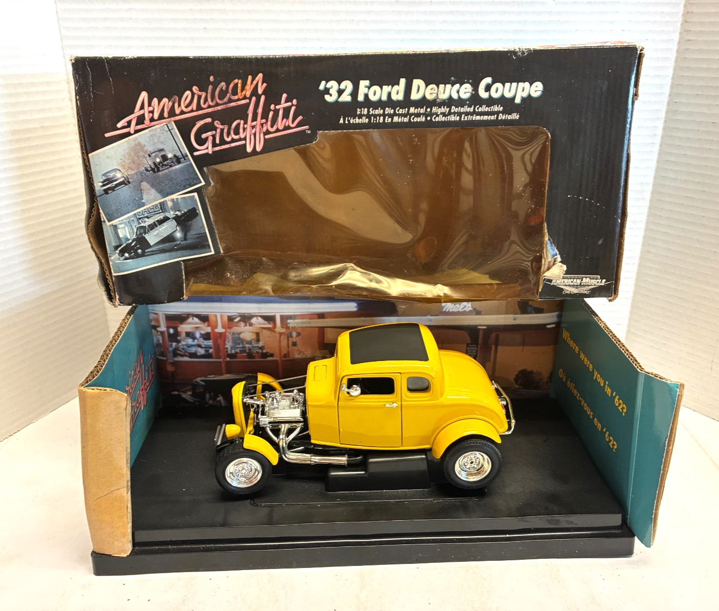 D3 ERTL American Graffiti Die Cast ’32 Ford Deuce Coupe 1:18 Scale Original Box