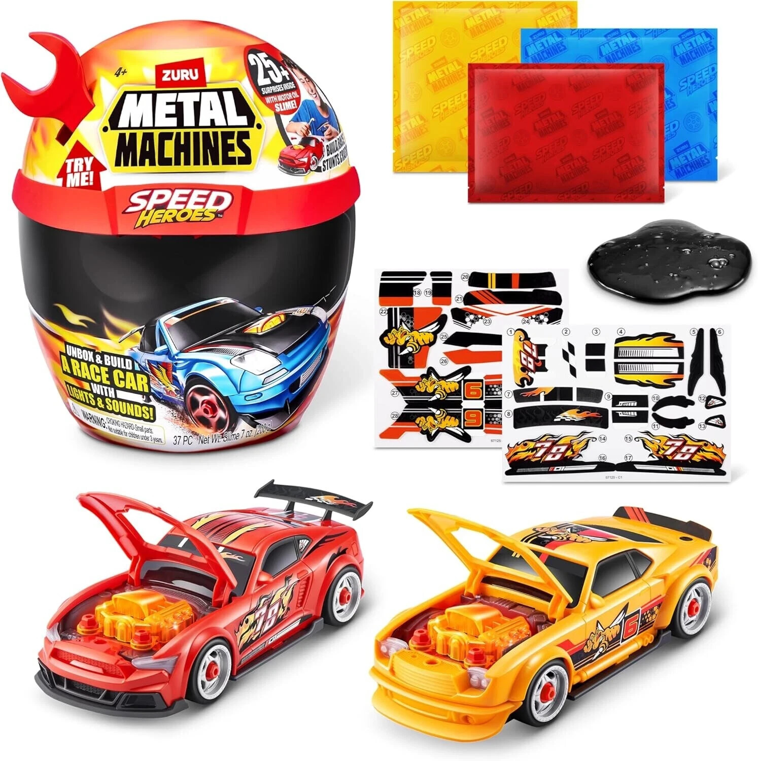 Metal Machines Speed Heroes Red Zuru 20+ Surprises Build Your Car 2 new