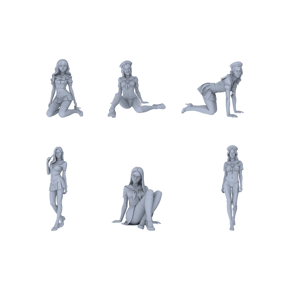 LYTR144 1/64/87/160 20mm Sailor Suit Girls Young Girl Figures DIY Model Decor