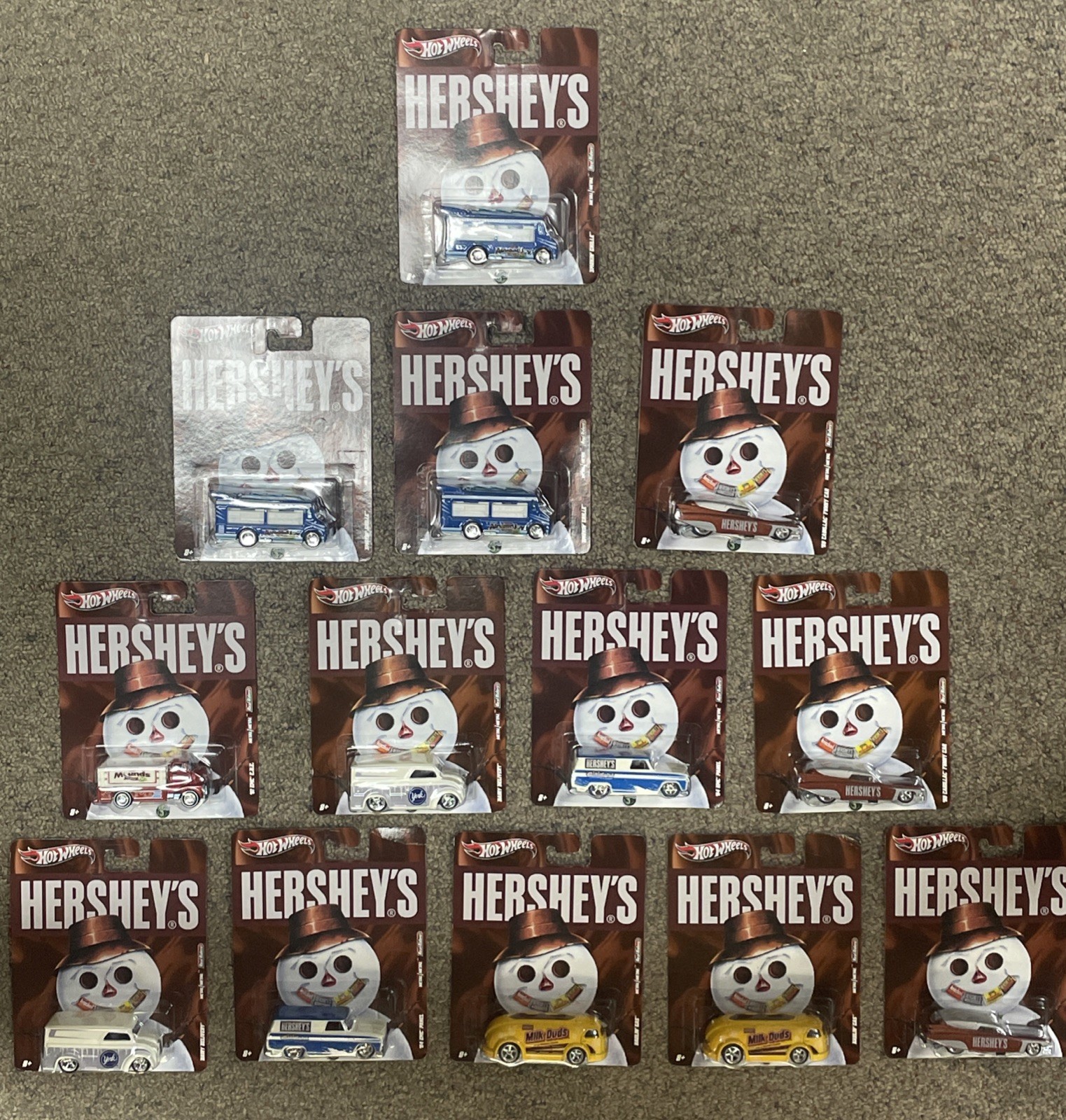 Lot of 13 Hot Wheels 3 Hershey’s 2 mini 2 York 2 Milk Dud 3 Almond Joy 1 Mounds