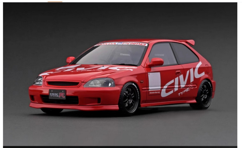 IG 1/18 Honda CIVIC EK9 Type R Resin Model Car Diecast Hobby Ornaments Gifts Red