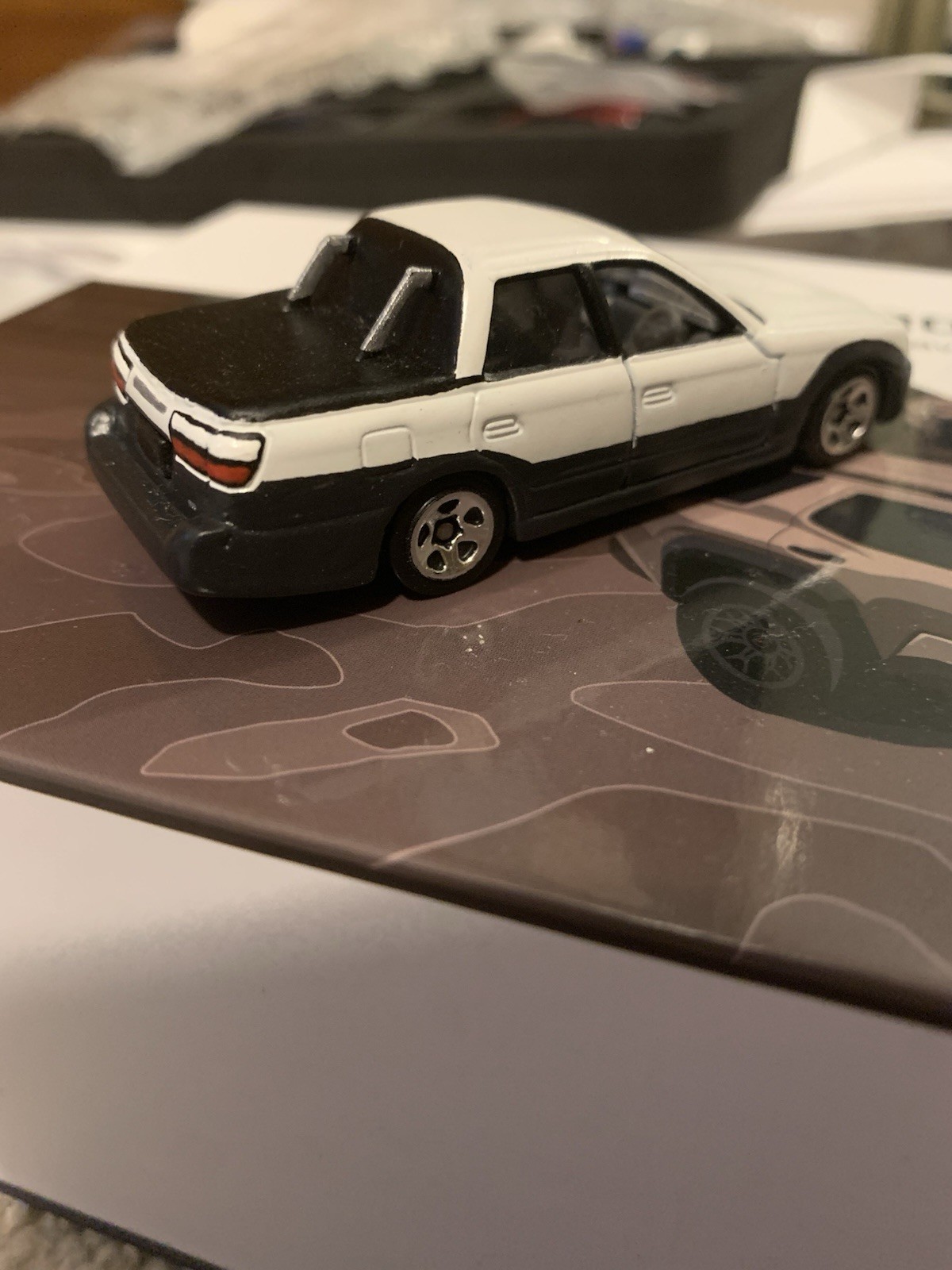 Custom 1:64 Subaru Baja Modified Tomica White And Silver Paint!!!